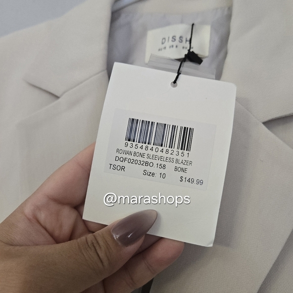 Dissh Rowan Sleeveless Blazer Bone - Picture 6 of 9